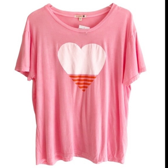 Sundry Heart Design Short Sleeve T-Shirt Pop Peach Size Medium - Picture 7 of 7
